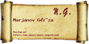 Marjanov Géza névjegykártya